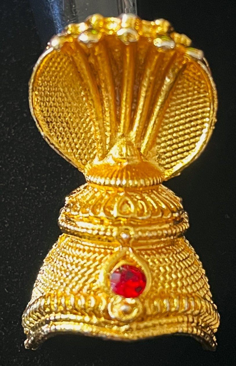 Crown with Serpent - Red stone on gold plated metal alloy - Length: 1.5 inches, Width: 1.5 inches