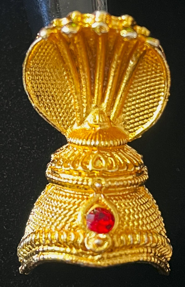 Crown with Serpent - Red stone on gold plated metal alloy - Length: 1.5 inches, Width: 1.5 inches