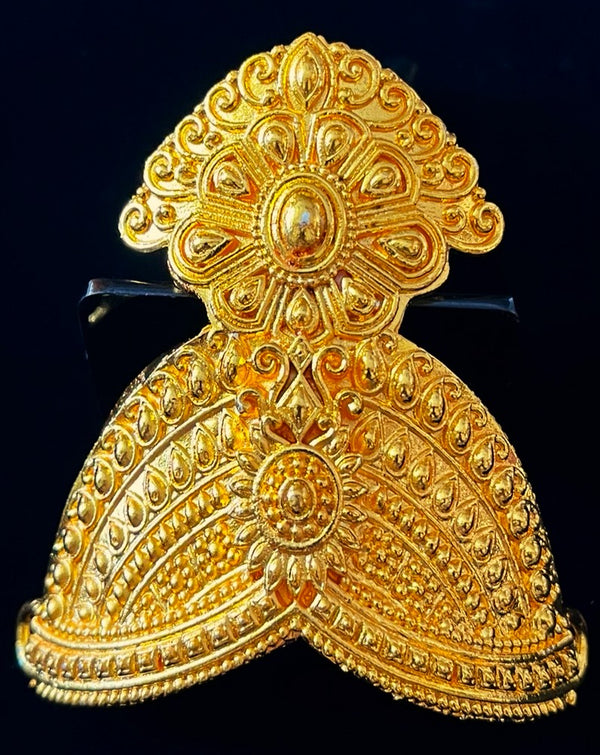 Traditional South Indian glod plated Crown (Kireedam) - Gold - Length: 3.5 inches, Width: 3.5 inches