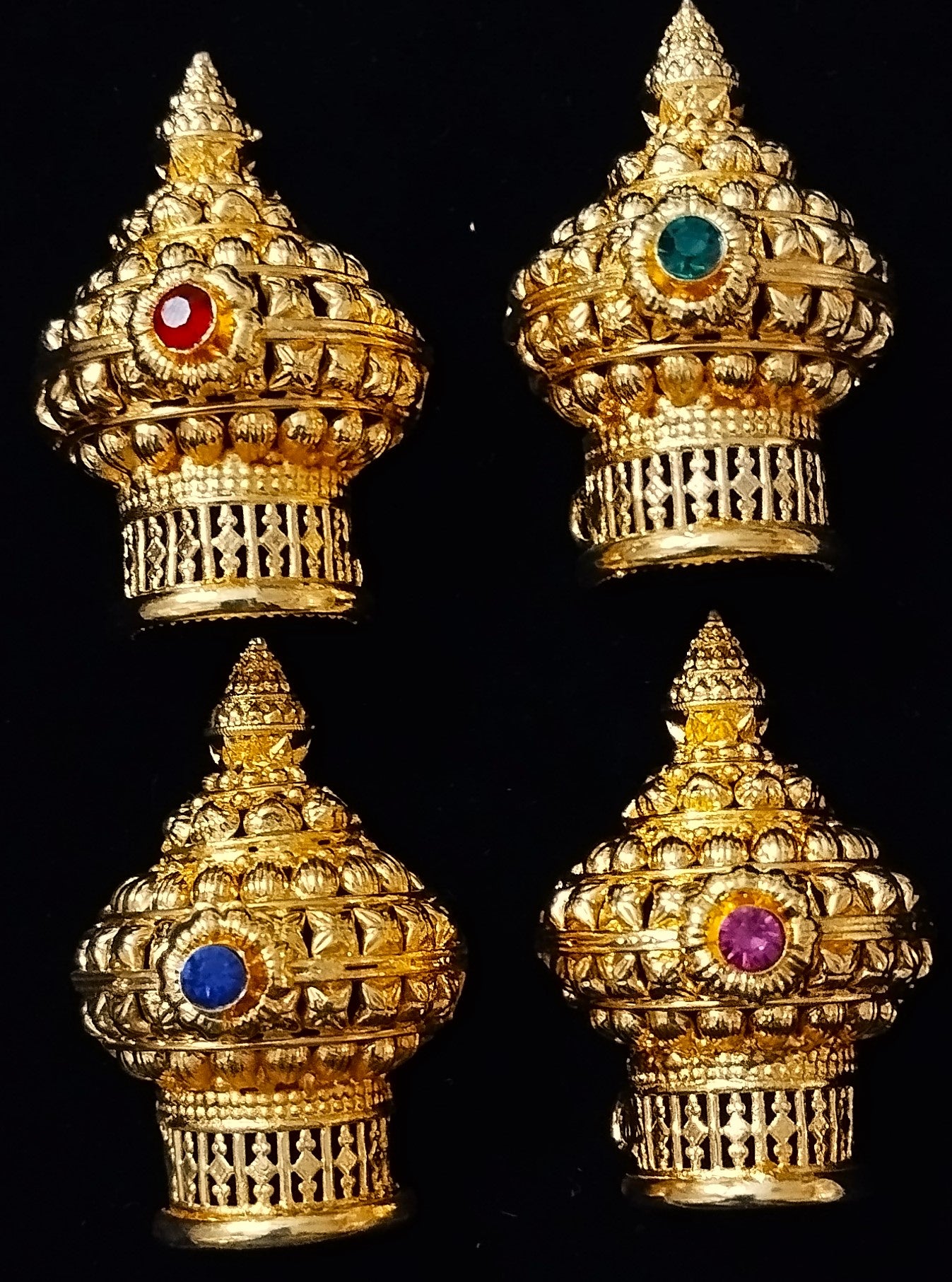 Traditional South Indian glod plated Crown (Kireedam) - Gold - Length: 2.25 inches, Width: 1.5 inches 1