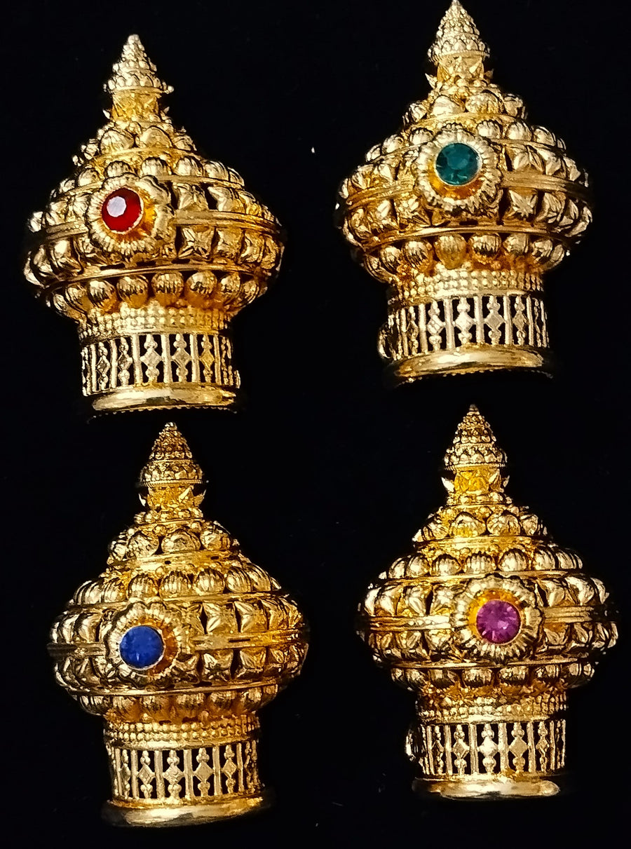 Traditional South Indian glod plated Crown (Kireedam) - Gold - Length: 2.25 inches, Width: 1.5 inches