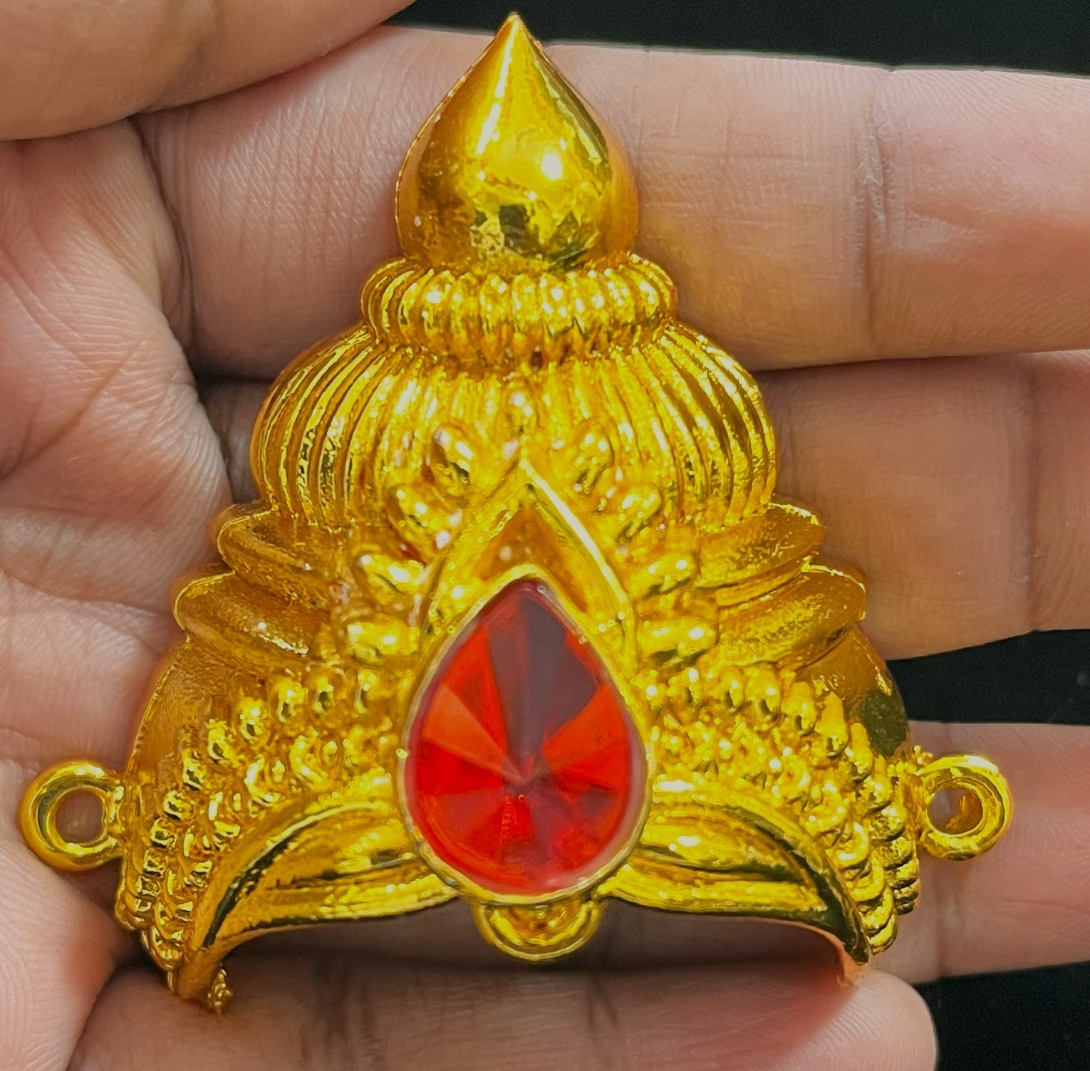 Traditional South Indian glod plated Crown (Kireedam) - Gold - Length: 2.5 inches, Width: 3 inches 2