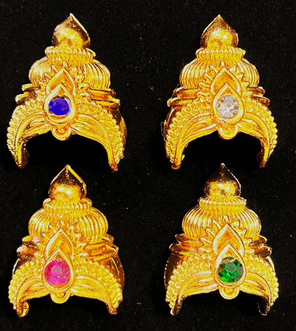 Traditional South Indian glod plated Crown (Kireedam) - Gold - Length: 2 inches, Width: 2.25 inches