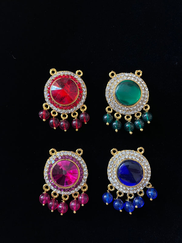 Grand Pendants - Green & White stones on gold plated metal alloy - Length: 2 inches