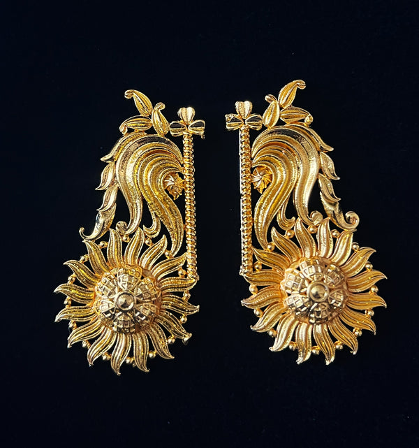 Full Ear Temple Cuffs – Grand Alankaram Style - Gold - Length: 1.5 inches