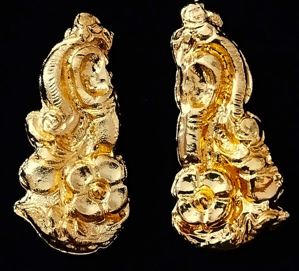 Full Ear Temple Cuffs – Grand Alankaram Style - Gold - Length: 1 inch