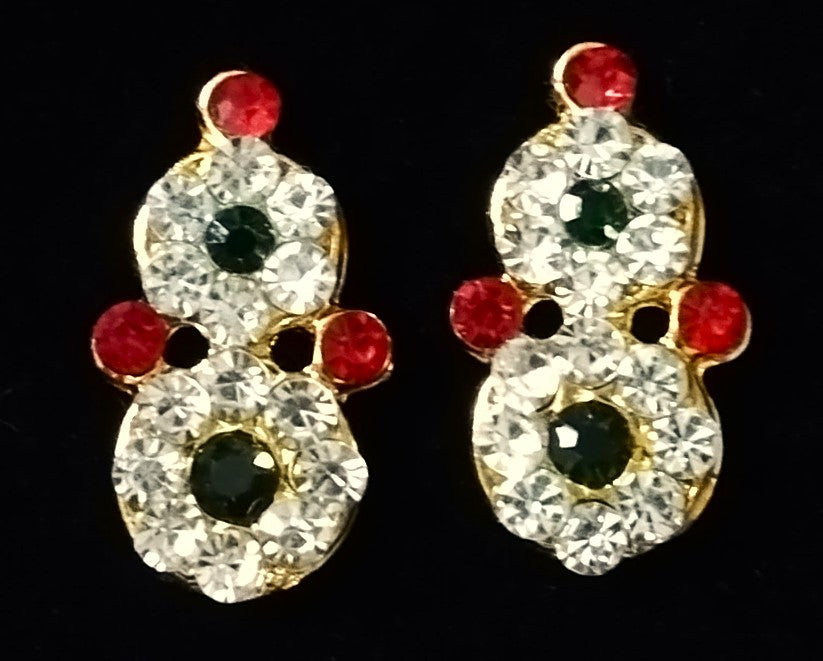 Temple Earrings – Traditional Balaji Design - Red, Green & White stones on gold plated metal alloy - Length: 2 cms 1