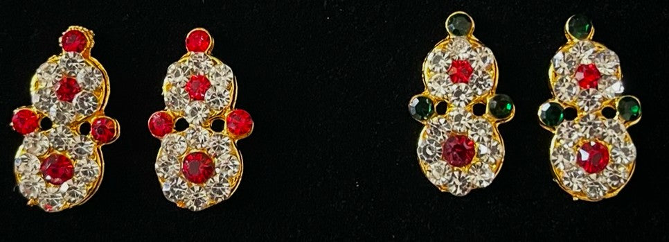 Temple Earrings – Traditional Balaji Design - Red, Green & White stones on gold plated metal alloy - Length: 1.75 cms 1