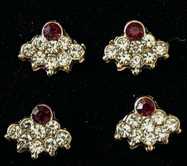 Temple Nath Collection – Traditional Nose Ornaments - White & Red stones on South Indian Stones metal alloy - Length: 8 mm 1