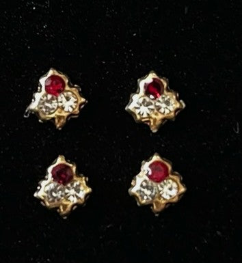Temple Nath Collection – Traditional Nose Ornaments - White & Red stones on South Indian Stones metal alloy - Length: 5 mm 1