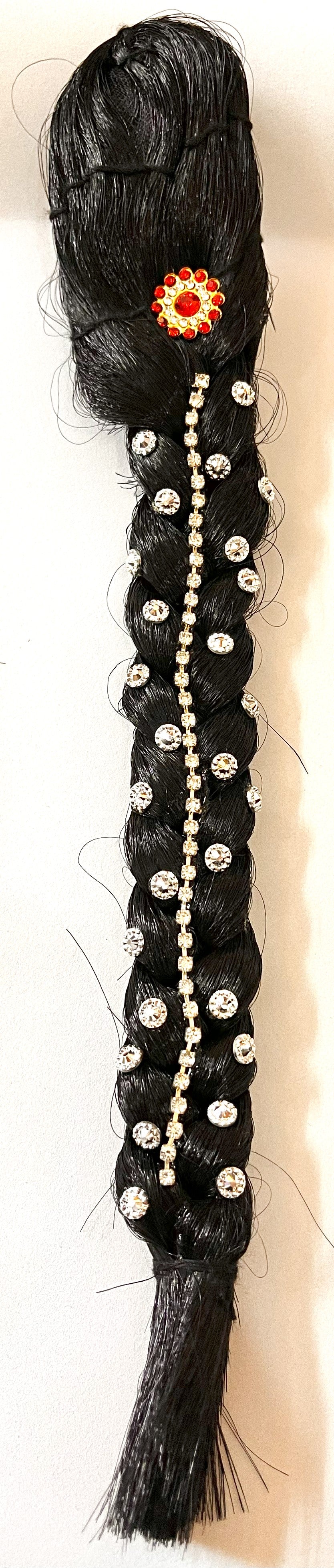 Temple Jada Alankaram – Complete Bridal Hair Ornament Set - White stones with artificial hair jada - Length: 11.5 inches 1