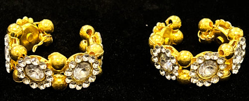 Adjustable Temple Bangles – Flexible Fit for All Idols - White stones on gold plated metal alloy - Diameter: 2 cms
