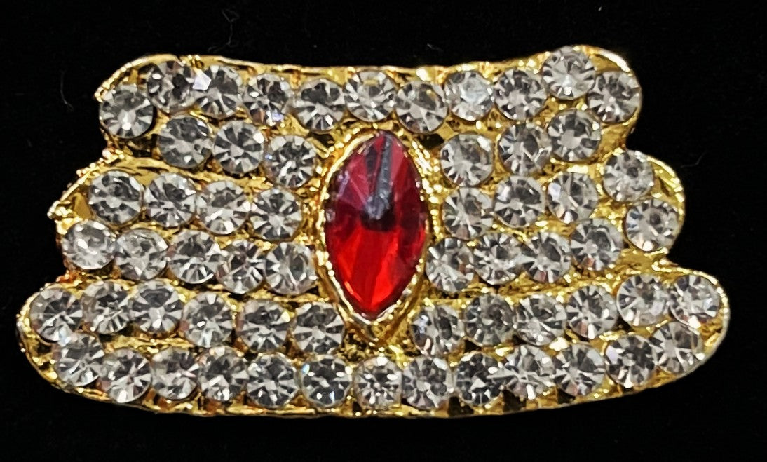 Divine Tilak Set – Vibhuti / Bhasma / tripundra - White & Red stones on South Indian Stones metal alloy - Length: 0.75 inches, Width: 1.5 inches 1