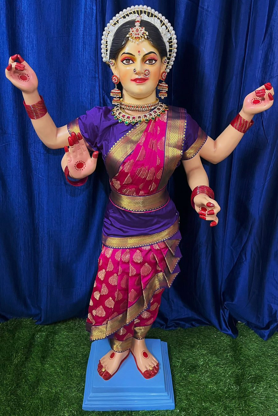 Premium Cross-Pleated Tapeta Silk Dress for Medium Standing Fiber Body - Pink and Purple Saree with Purple Blouse