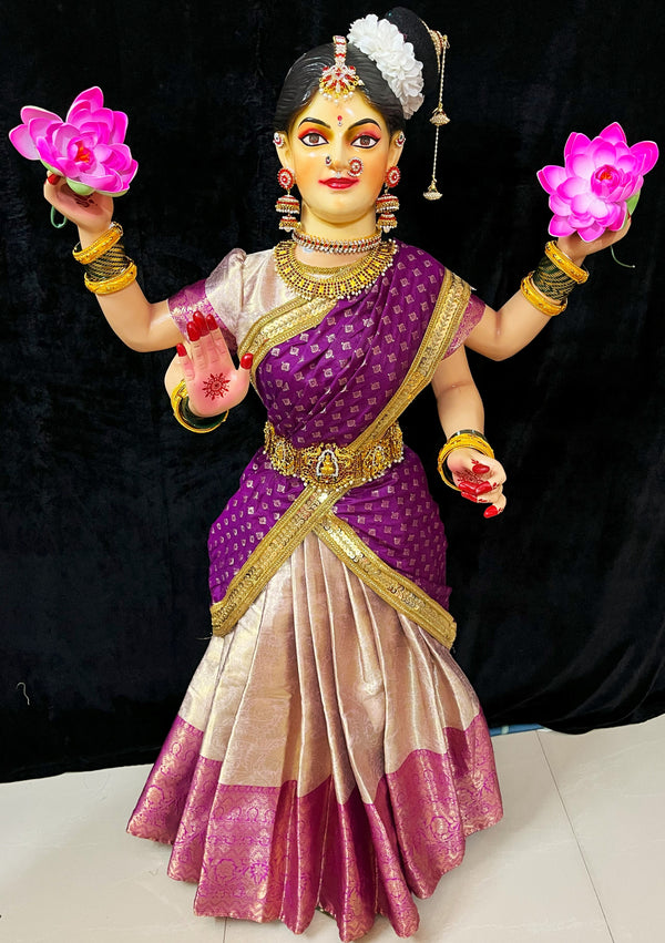 Premium Semi Silk Lehenga Set for Medium Standing Fiber Body - Light Purple Lehenga with Purple Border and Purple Dupatta