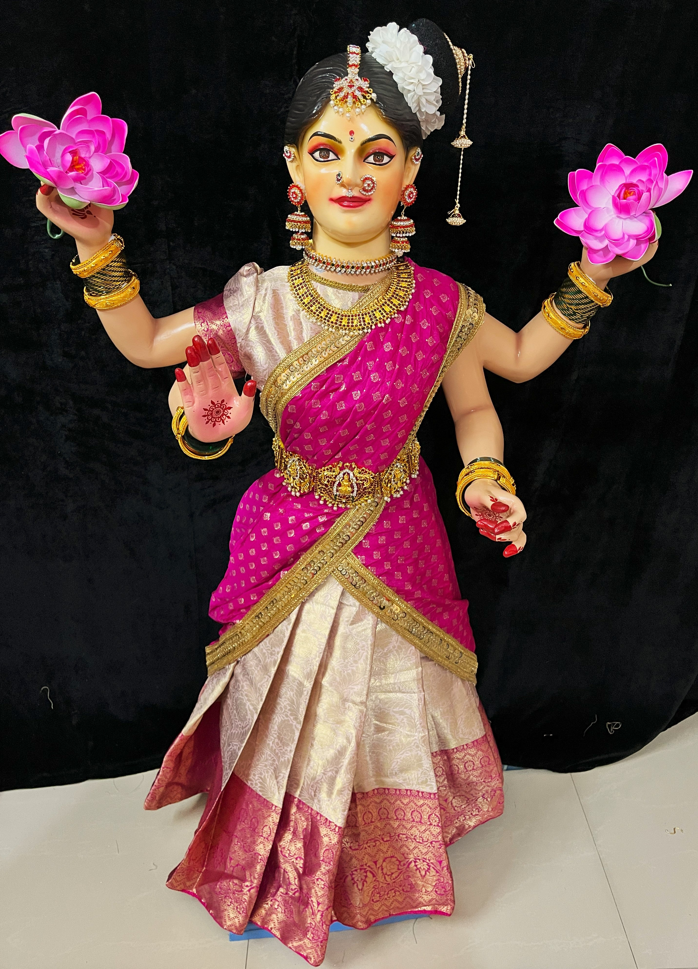 Premium Semi Silk Lehenga Set for Medium Standing Fiber Body - Light Pink Lehenga with Pink Border and Pink Dupatta 1
