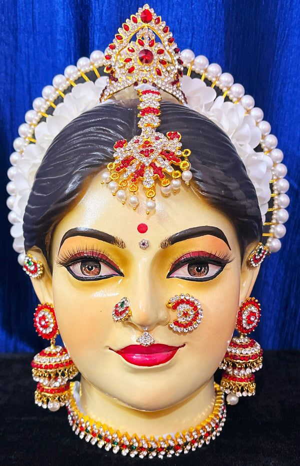 Premium Lakshmi Fiber Half Face with Jewellery – 16 Inch (can be tied to coconut) - Skin
