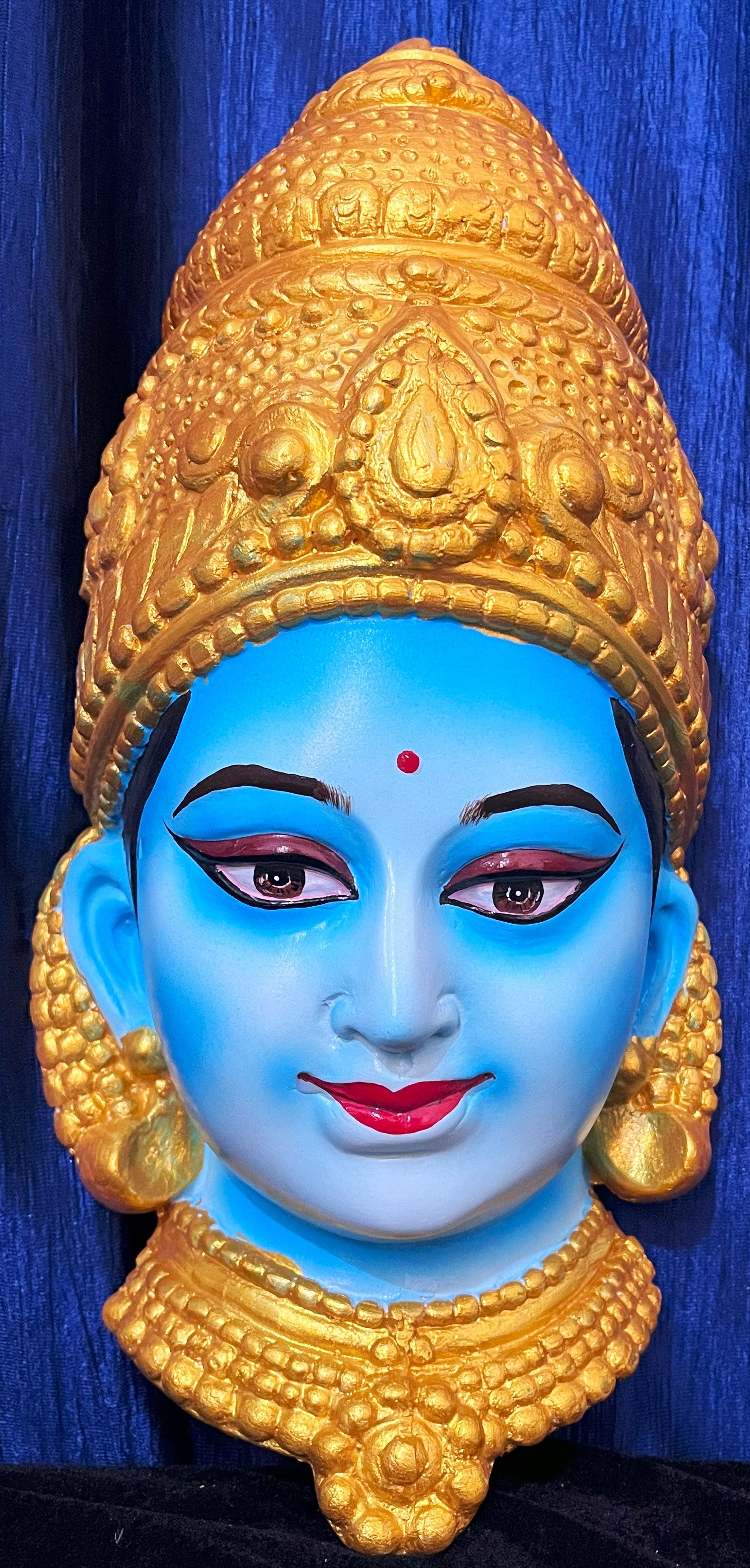 Premium Lakshmi Fiber Half Face with Jewellery – 16 Inch (can be tied to coconut) - Blue 1