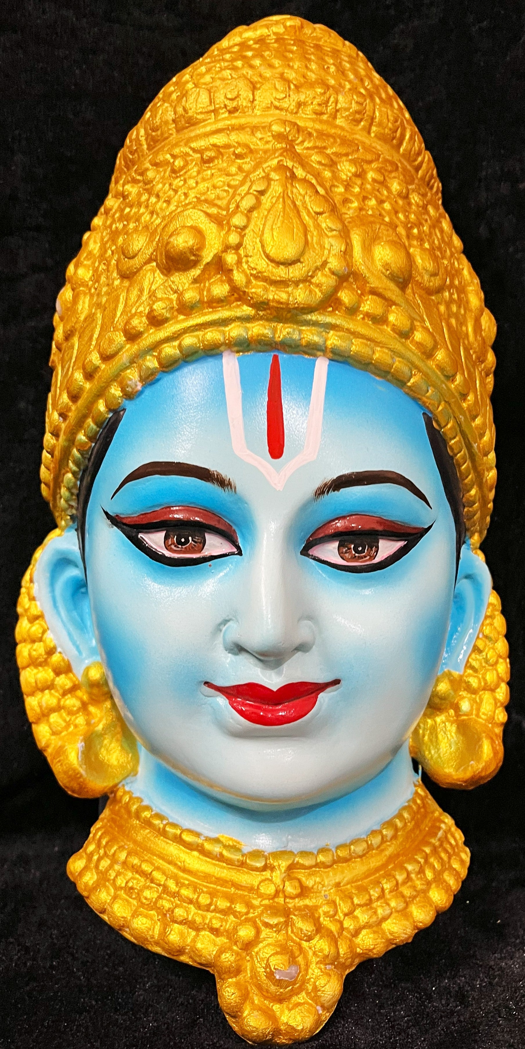 Vishnu Fiber half Face with crown and without Jewellery (Can be tied to coconut) - Blue 1