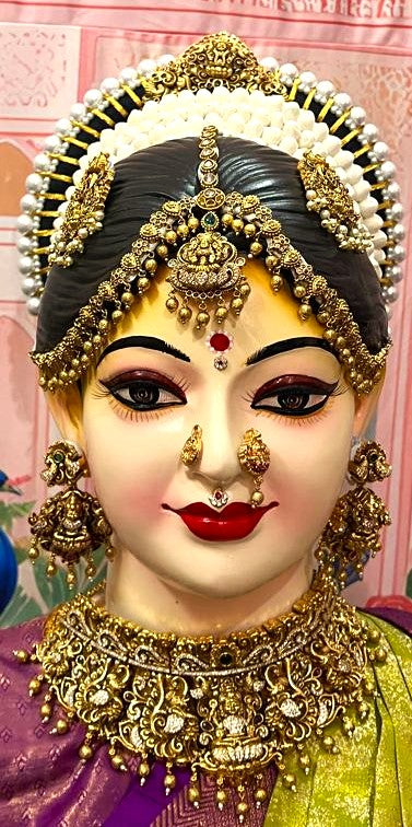 Premium Lakshmi Fiber Half Face with Jewellery – 14 Inch (can be tied to coconut) - Skin