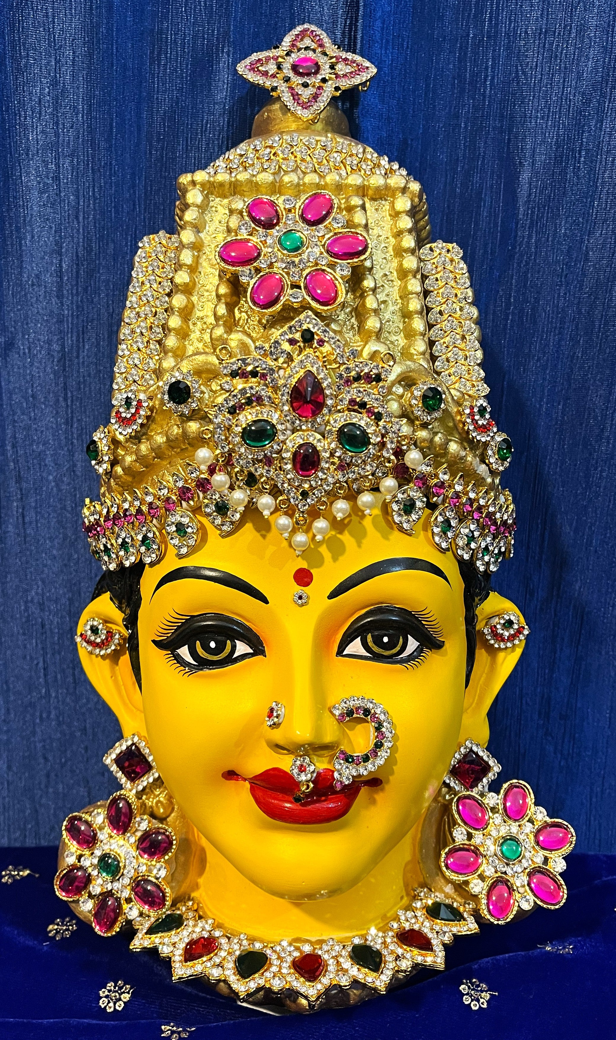Premium Lakshmi Fiber Half Face with Jewellery – 16 Inch (can be tied to coconut) - Yellow 1