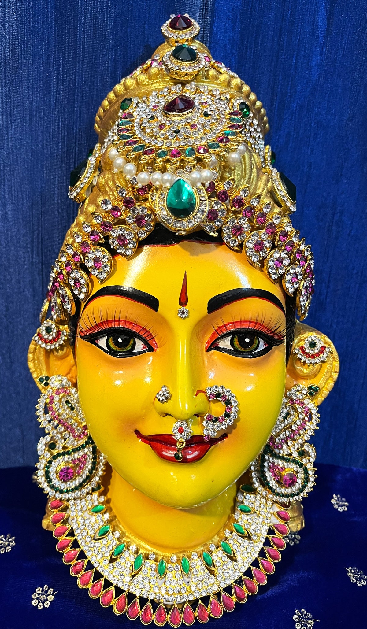 Premium Lakshmi Fiber Half Face with Jewellery – 14 Inch (can be tied to coconut) - Yellow