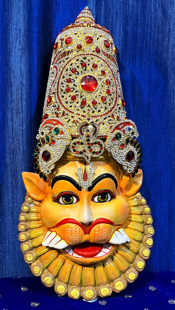 Narasimha Fiber half Face with crown and with Jewellery (Can be tied to coconut)
