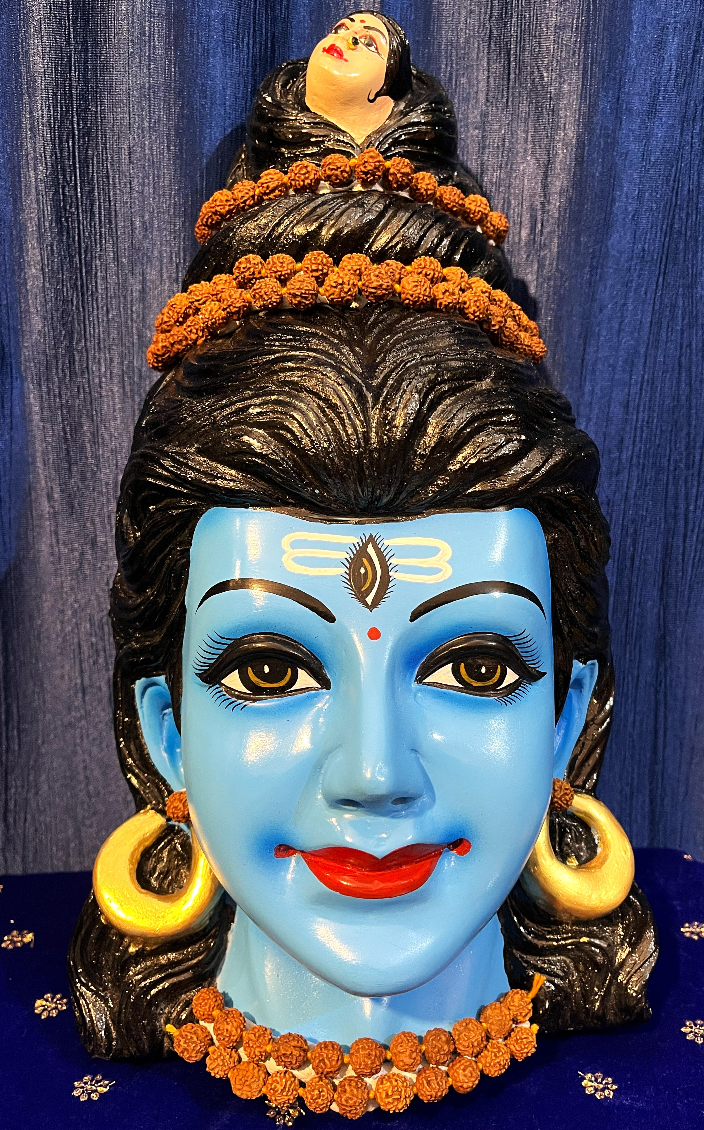 Shiva Fiber half Face with crown and with Jewellery (Can be tied to coconut) 1