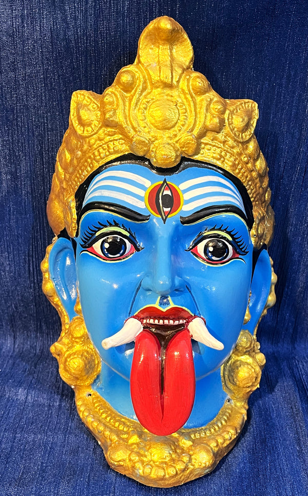 Premium Kali Fiber Half Face with Jewellery – 10.5 Inch (can be tied to coconut) - Blue