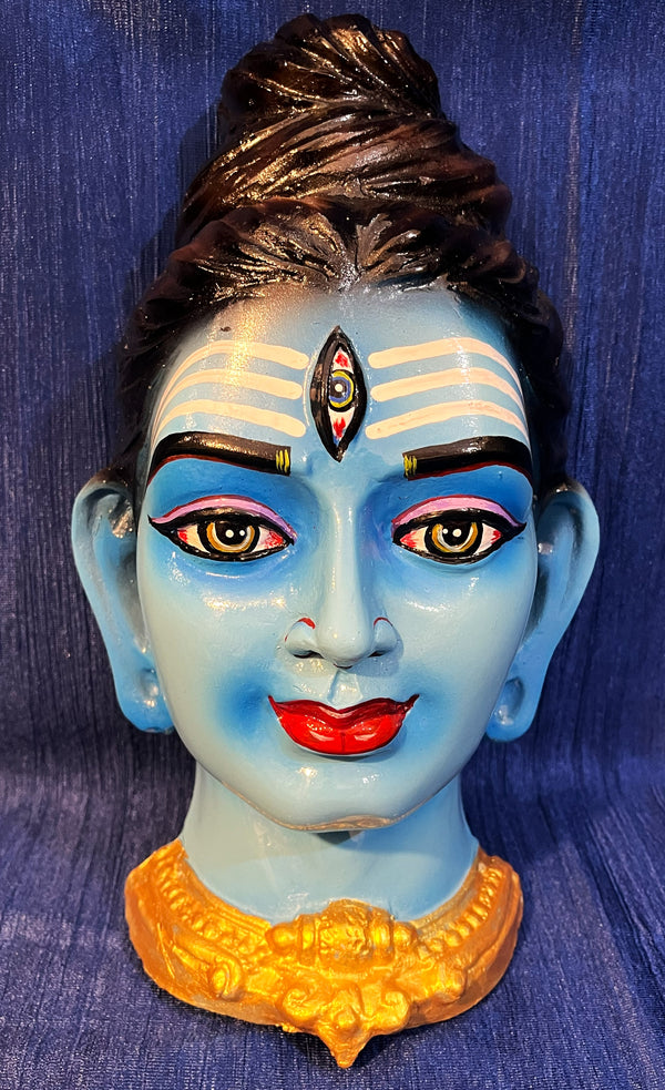 Premium Maheshwari Fiber Face with Jewellery – 12 Inch - Blue