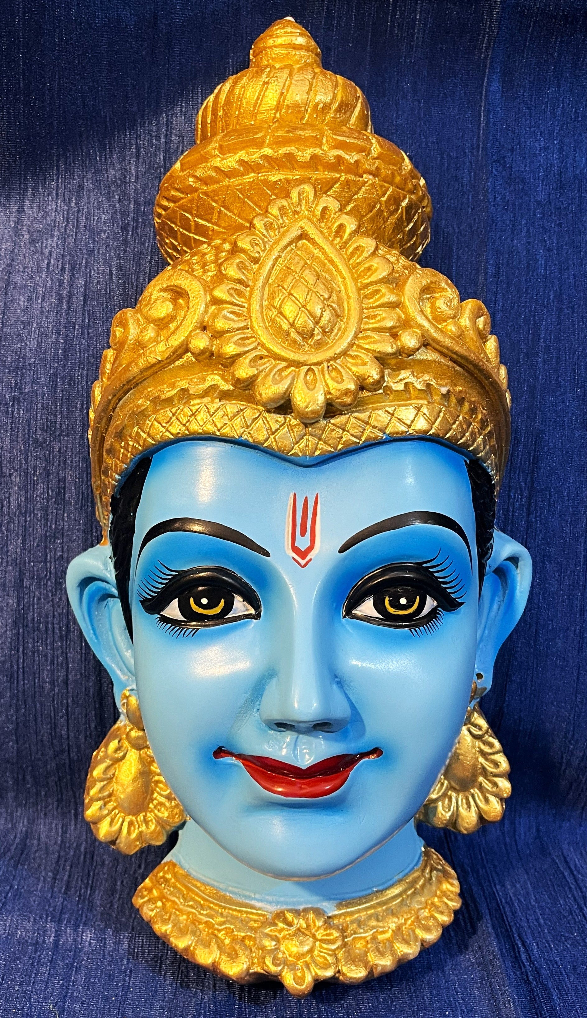 Vishnu Fiber half Face with crown and without Jewellery (Can be tied to coconut) - Blue 1