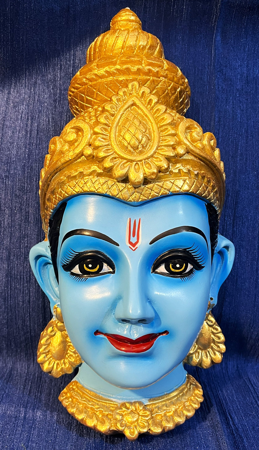 Vishnu Fiber half Face with crown and without Jewellery (Can be tied to coconut) - Blue