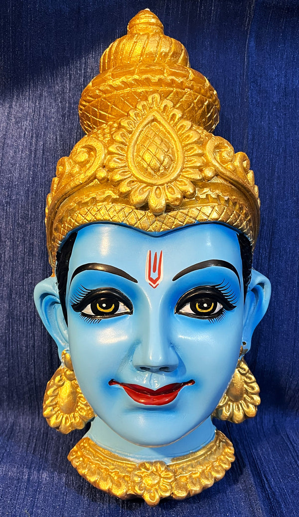 Vishnu Fiber half Face with crown and without Jewellery (Can be tied to coconut) - Blue