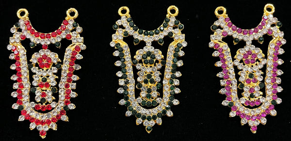 Grand Kavacham Necklace – Full Chest Armour Design - Pink, white & green stones / Red, white & green stones / Green, white stones on South Indian Stones metal alloy - Length: 2.2 inches, Width: 1 inches