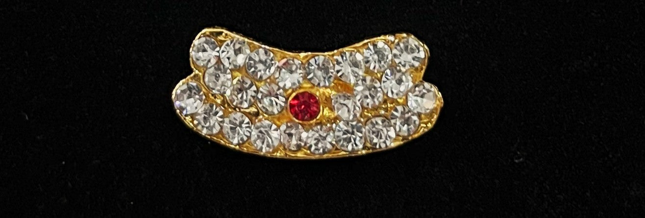 Divine Tilak Set – Vibhuti / Bhasma / tripundra - White & Red stones on South Indian Stones metal alloy - Length: 0.75 cms, Width: 2 cms 1