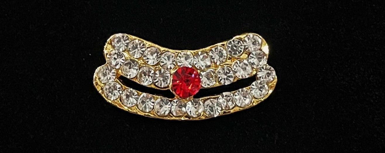 Divine Tilak Set – Vibhuti / Bhasma / tripundra - White & Red stones on South Indian Stones metal alloy - Length: 1 cms, Width: 2 cm 1