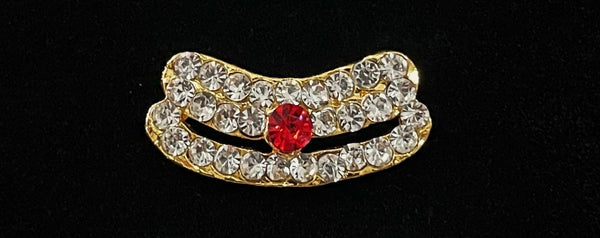 Divine Tilak Set – Vibhuti / Bhasma / tripundra - White & Red stones on South Indian Stones metal alloy - Length: 1 cms, Width: 2 cm