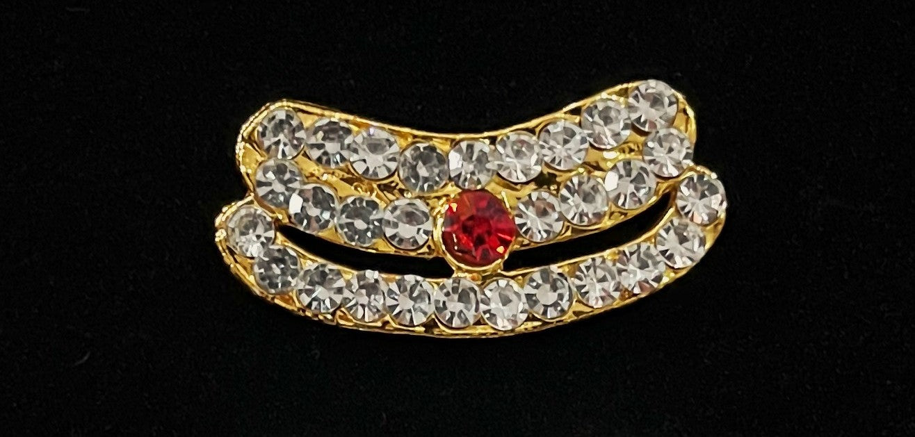 Divine Tilak Set – Vibhuti / Bhasma / tripundra - White & Red stones on South Indian Stones metal alloy - Length: 1 cms, Width: 2.5 cm 1
