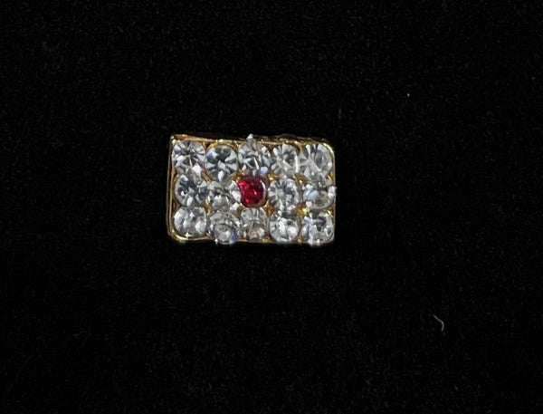 Divine Tilak Set – Vibhuti / Bhasma / tripundra - White & Red stones on South Indian Stones metal alloy - Length: 0.5 cms, Width: 1 cms
