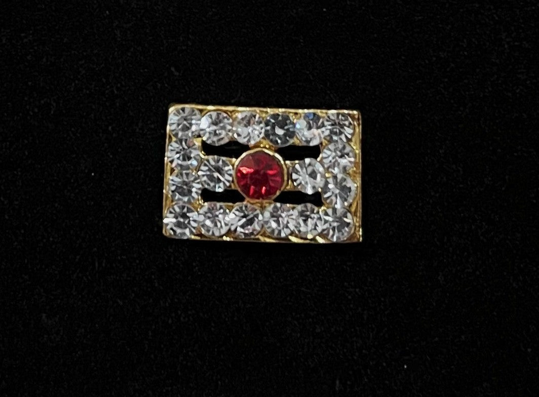 Divine Tilak Set – Vibhuti / Bhasma / tripundra - White & Red stones on South Indian Stones metal alloy - Length: 1 cm, Width: 1.5 cms 1