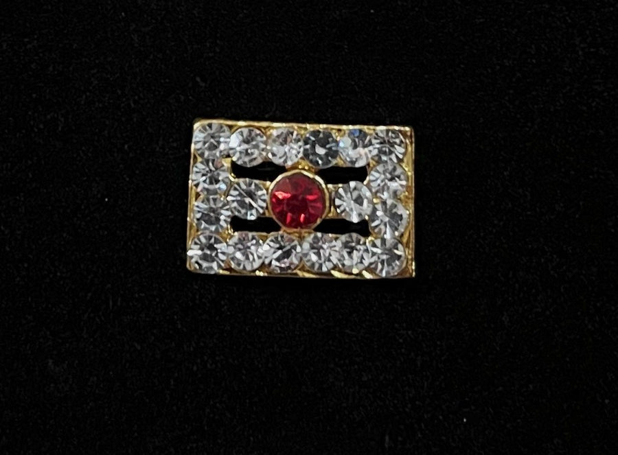 Divine Tilak Set – Vibhuti / Bhasma / tripundra - White & Red stones on South Indian Stones metal alloy - Length: 1 cm, Width: 1.5 cms