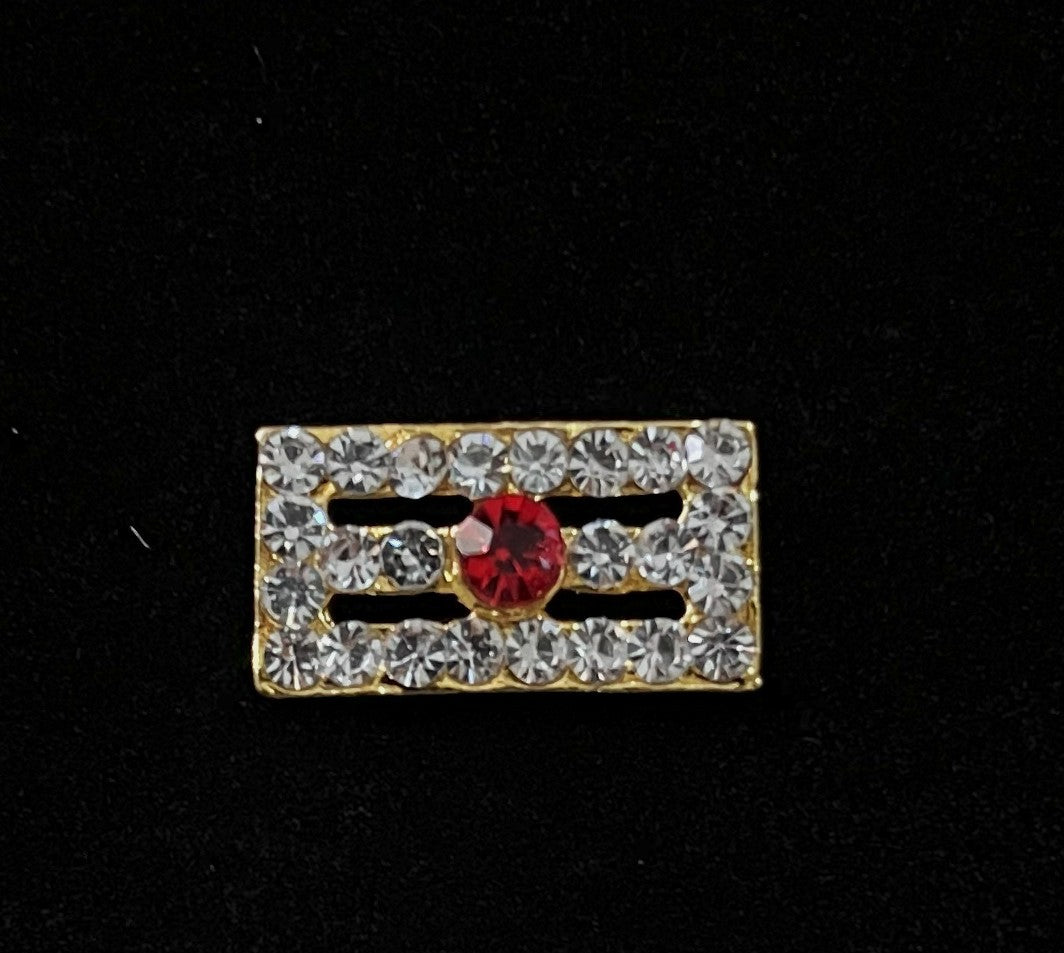 Divine Tilak Set – Vibhuti / Bhasma / tripundra - White & Red stones on South Indian Stones metal alloy - Length: 1 cm, Width: 1.75 cms 1
