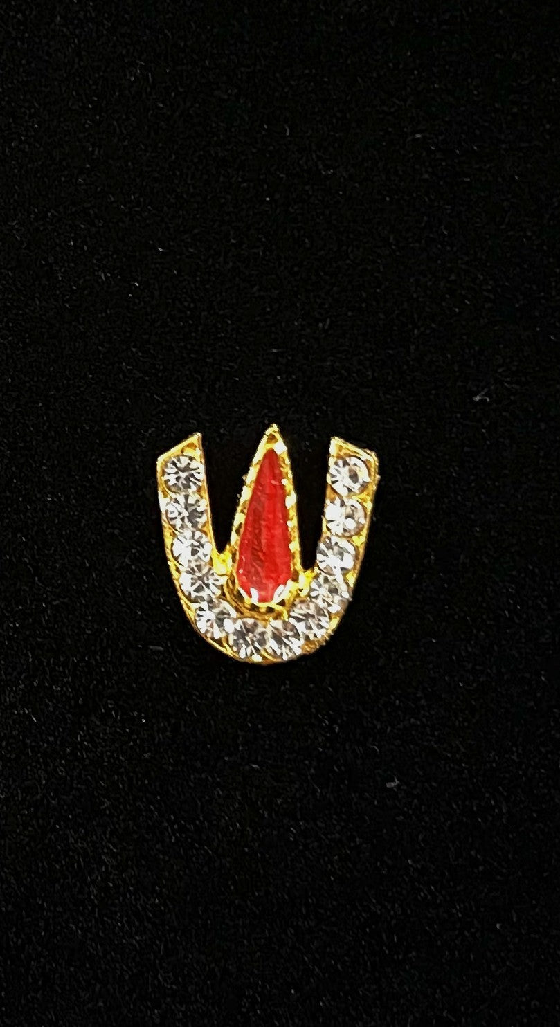 Divine Tilak Set – Namam - White & Red stones on South Indian Stones metal alloy - Length: 1.5 cms 1