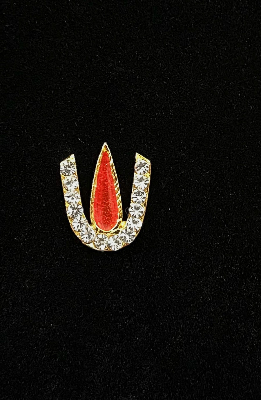 Divine Tilak Set – Namam - White & Red stones on South Indian Stones metal alloy - Length: 1.75 cms