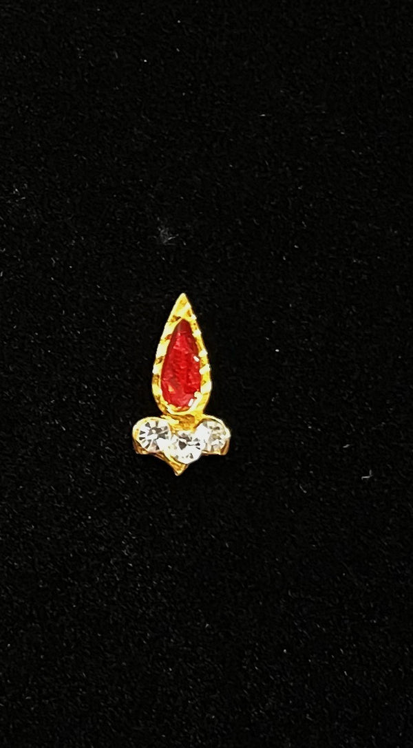Divine Tilak Set – Andal Tilak - White & Red stones on South Indian Stones metal alloy - Length: 1.25 cms