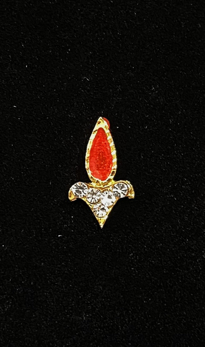 Divine Tilak Set – Andal Tilak - White & Red stones on South Indian Stones metal alloy - Length: 1.75 cms 1