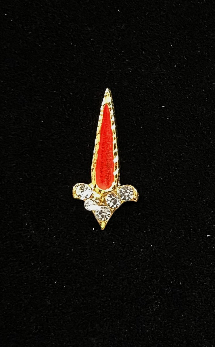 Divine Tilak Set – Andal Tilak - White & Red stones on South Indian Stones metal alloy - Length: 2 cms