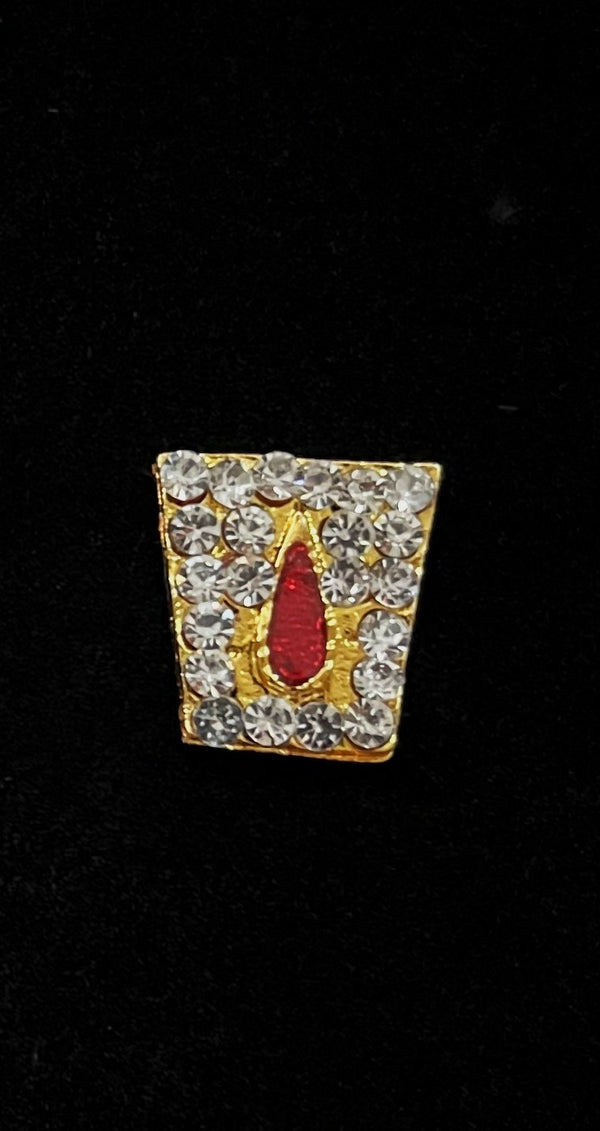 Divine Tilak Set – Namam - White & Red stones on South Indian Stones metal alloy - Length: 1.25 cms