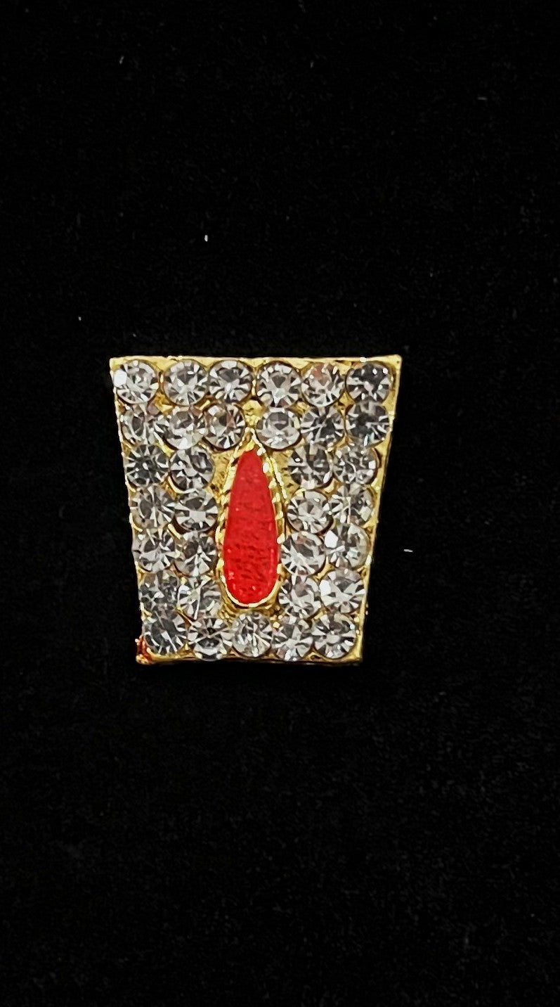 Divine Tilak Set – Namam - White & Red stones on South Indian Stones metal alloy - Length: 1.75 cms 1