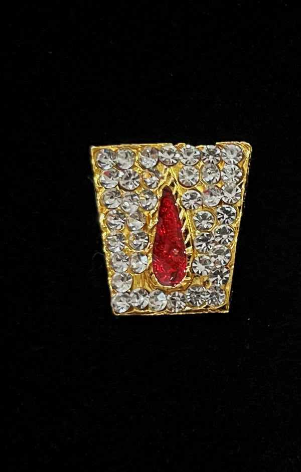 Divine Tilak Set – Namam - White & Red stones on South Indian Stones metal alloy - Length: 2 cms